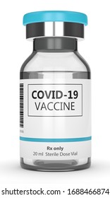 3d render of covid-19 vaccine vial over white background