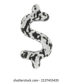 3D Render Of Cow Themed Font Dollar Sign