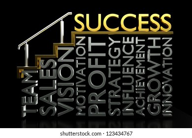 A 3d Render Of Creative Success Concept, Stairs To Success