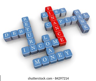 3d Render Of Crossword Related To Word Finance