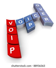 3d Render Of Crossword Voip (voice Over Ip)