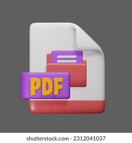 3d render cute icon illustration folder file format