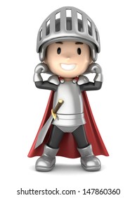 3d Render Of A Cute Knight Boy