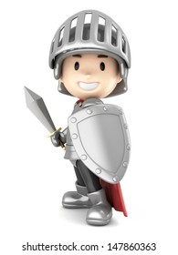 3d Render Of A Cute Knight Boy