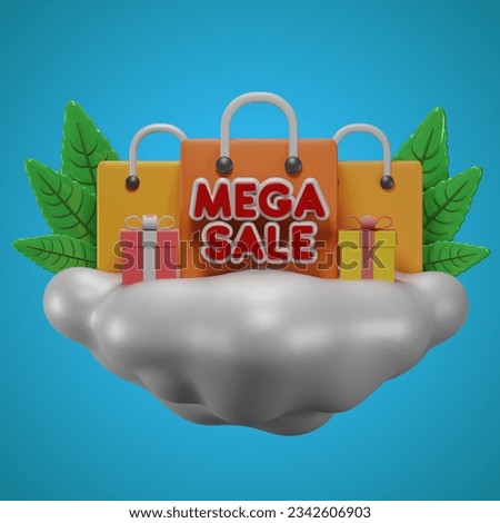3d render cute podium illustration shopping marketing big sale discount shop promo