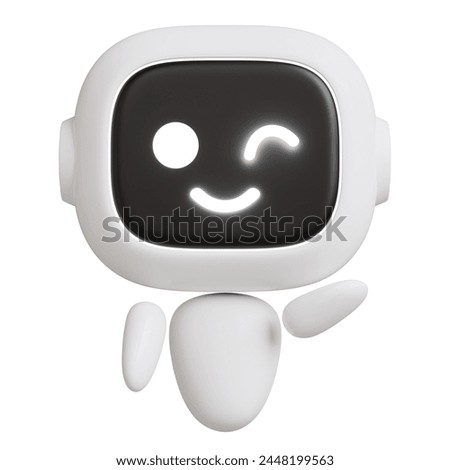 3d render cute robot with hand gesture.