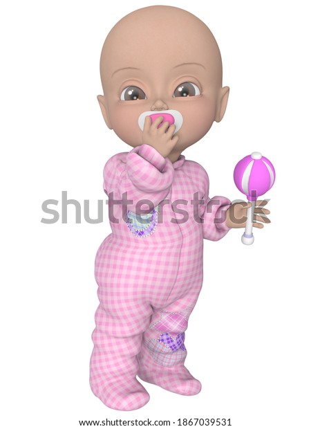 3d Render Cute Toon Baby Stock Illustration 1867039531