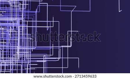 3D render of cyber grid structure with angular glowing paths and interconnected shapes. 3D Illustration