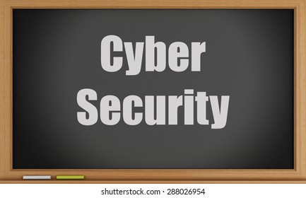 3d render. Cyber Security on blackboard background. Safety concept.