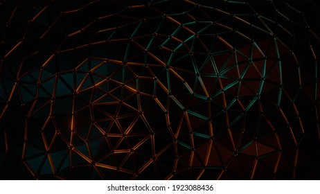 A 3D render of a dark abstract geometric surface 
