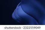 3d render of dark abstract wave pattern blue frosted glass. Design element for website banner, header