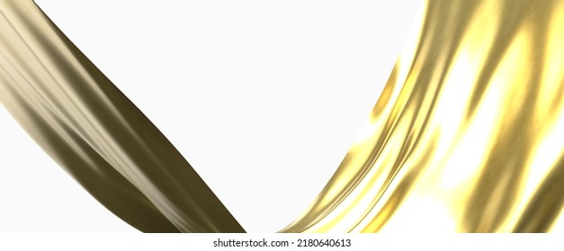 3d Render Of Dark And Gold Cloth. Iridescent Holographic Foil.  