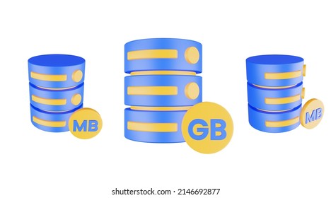 3d Render Database Server Icon With Gigabyte Icon Isolated