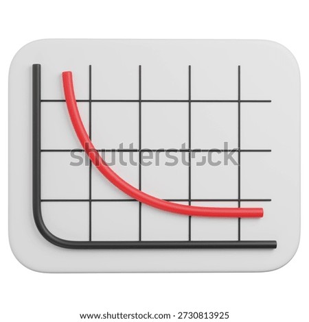 3D render Decreasing Line Graph Icon