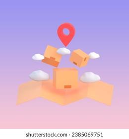 3d  render delivery of parcels and goods