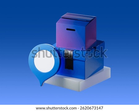 3D render of delivery and shipping boxes with a location pin on a platform. Clean and modern concept.