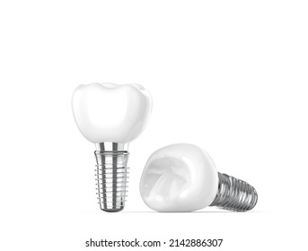 3d render of dental implant isolated over white background