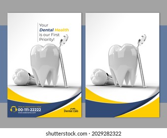 3D Render Dental Implants Surgery Concept Flyer Poster Banner Template.