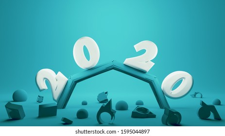 3D render design with concept of the year 2020., suitable for Greeting cards, Web backgrounds, New year promotional posters.