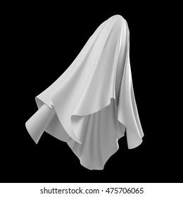 3d render, digital illustration, abstract white cloth, flying fabric,dynamic textile object isolated on black background