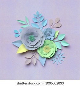 3d Rendering Paper Flowers Pastel Color Stock Illustration 1007577253 ...