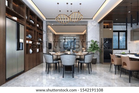 3d render. Dining room interior.