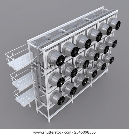 3d render of a direct air capture device ( DAC ) a negative emissions technology for sequestering carbon dioxide