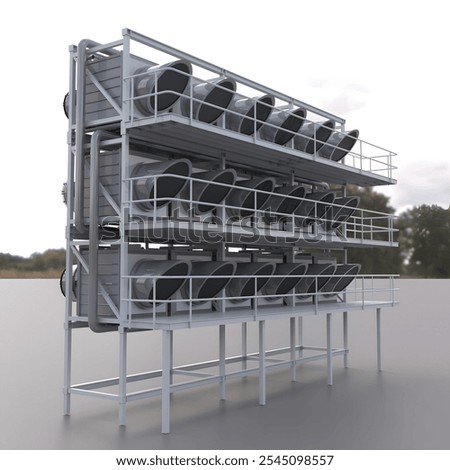 3d render of a direct air capture device ( DAC ) a negative emissions technology for sequestering carbon dioxide