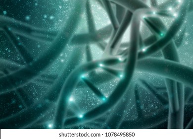 3d render of dna structure, abstract background