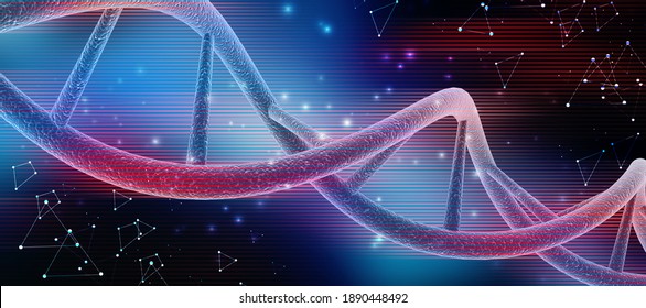 3d Render Of Dna Structure, Abstract Background