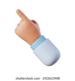 3d Render. Doctor Recommendation Icon. Cartoon Hand With Finger Pointing Up Left Corner. Digital Illustration. Clip Art Isolated On White Background