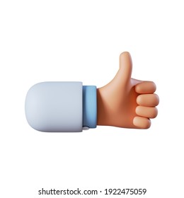 3d Render. Doctor Recommendation, Like Icon. Cartoon Hand Thumb Up Gesture Illustration. Clip Art Isolated On White Background.