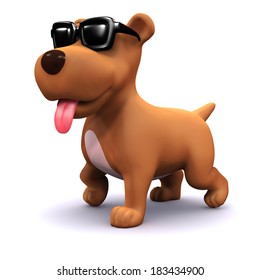 3d render of a dog wearing sunglasses