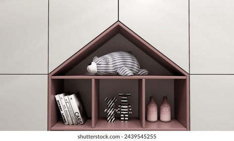 3D RENDER DOLL ON THE RACK