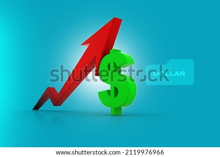 3d render Dollar rises arrow
