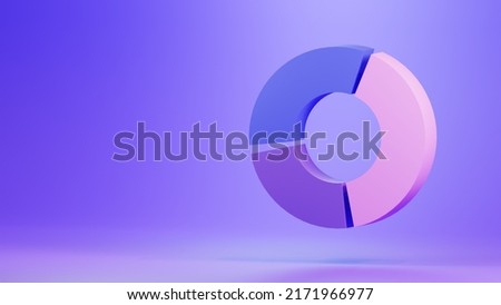3d render donut chart minimal icon on purple background illustration. Business and market analysis concept.