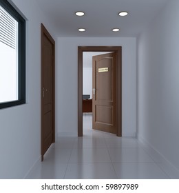 3d Render The Door Of Manager Office