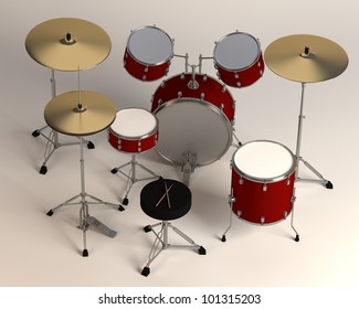 3d Render Of Drum Set