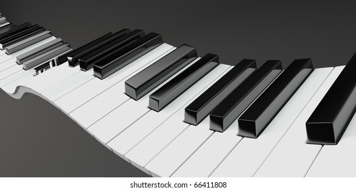 3D Render Of Dynamic Piano Keys.