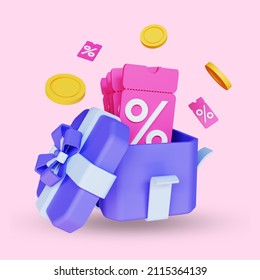 3d Render Of Earn Point Concept, Loyalty Program And Get Rewards. Isolated On Pink Background