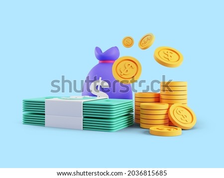 3d render of Earn Point concept, Loyalty program and get rewards. Isolated on blue background