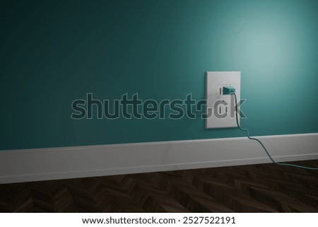 3d render of  electric plug about to enter outlet