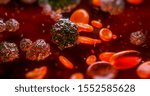 3d render electron microscope of red blood cells and other bodies or virus