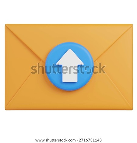 3D RENDER EMAIL with UPLOAD OR UP Arrow Icon