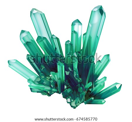 3d render, emerald green crystal isolated on white background, gem, natural nugget, esoteric accessory