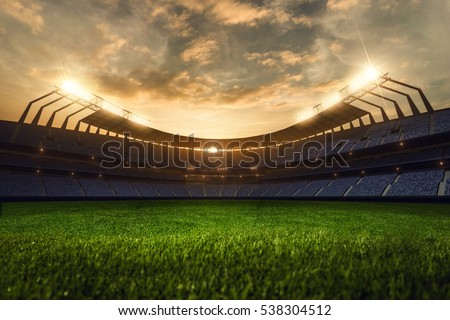 3d render emptry stadium evening without people