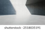 3d render of empty concrete interior space with sun light,  Abstract architecture with cement structure for car presentation