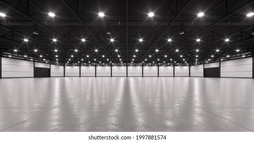 3D render of empty exhibition space. backdrop for exhibitions and events. Tile floor. Marketing mock up.