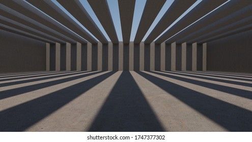 3d render empty rooftop sunny day