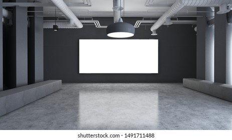 3D render Empty  room with laminate flooring  and white wall  with  with  lcd